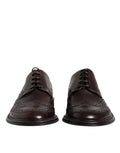 Men's Brown Leather Derby Wingtip Lace Up Formal Dress Shoes Calf