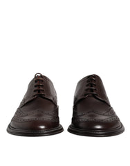 Men's Brown Leather Derby Wingtip Lace Up Formal Dress Shoes Calf