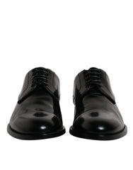 Men's Black Calfskin Leather Derby Lace Up Formal Dress Shoes Calf