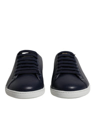 Blue Low Top Men Saint Tropez Sneakers Shoes Black Lamb Leather Goatskin