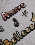 Women's Gray Cotton Lamore Ebellezza Top T-Shirt