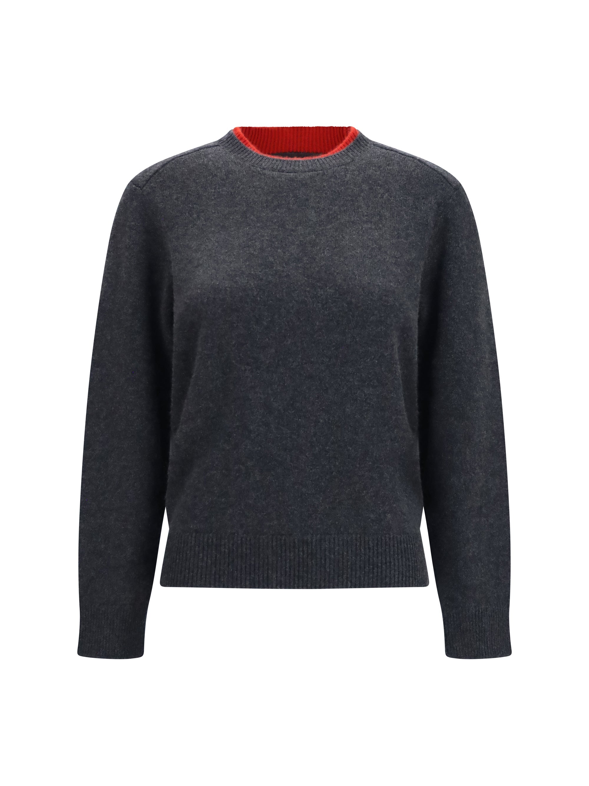 Loulou De Saison Cashmere Two-Tone Collar Sweater — Gray