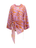 The Attico Zebra-Print Cotton Mini Dress — Orange