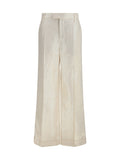 Brunello Cucinelli Pleated Linen Trousers — Beige