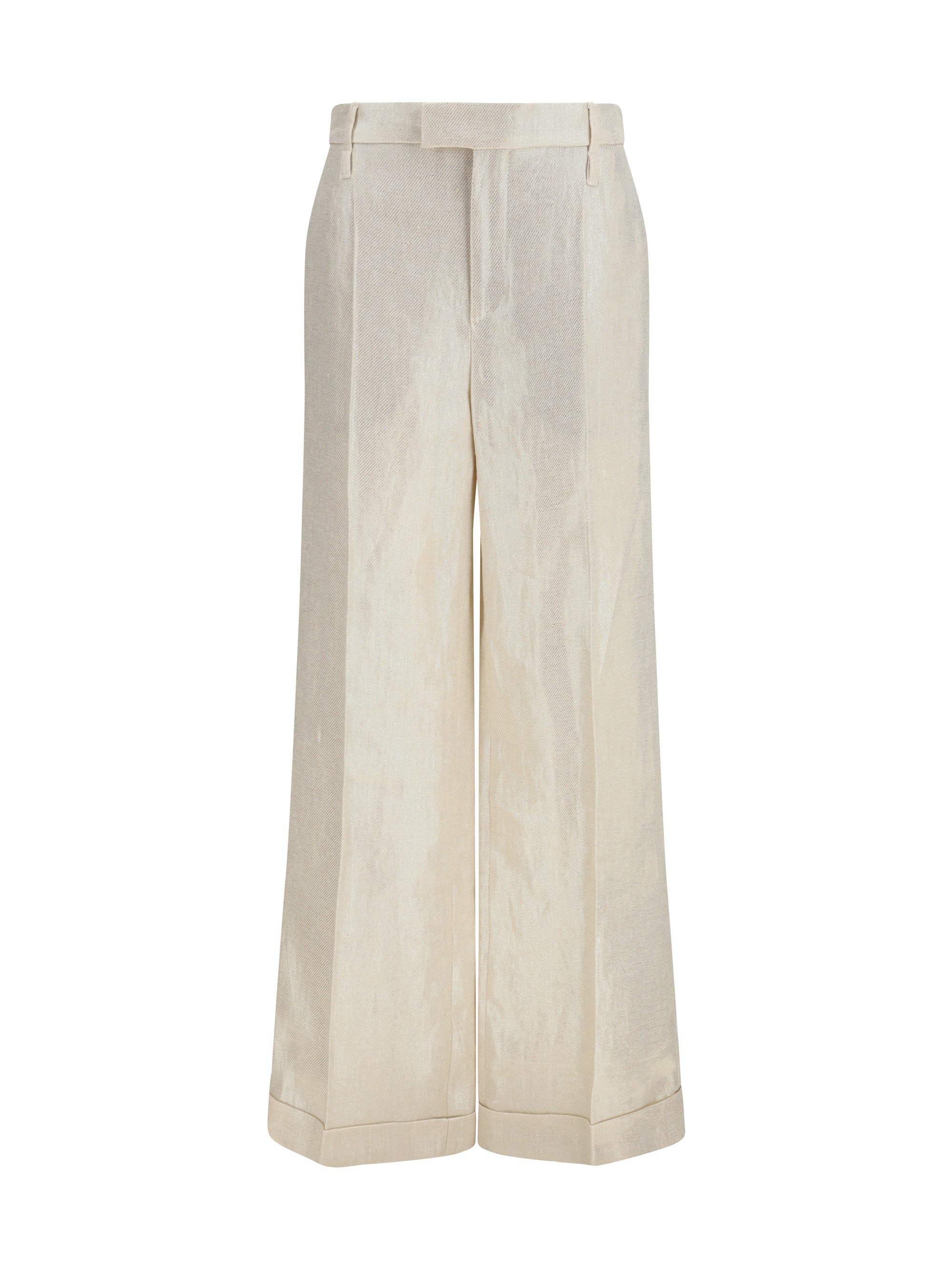 Brunello Cucinelli Pleated Linen Trousers — Beige