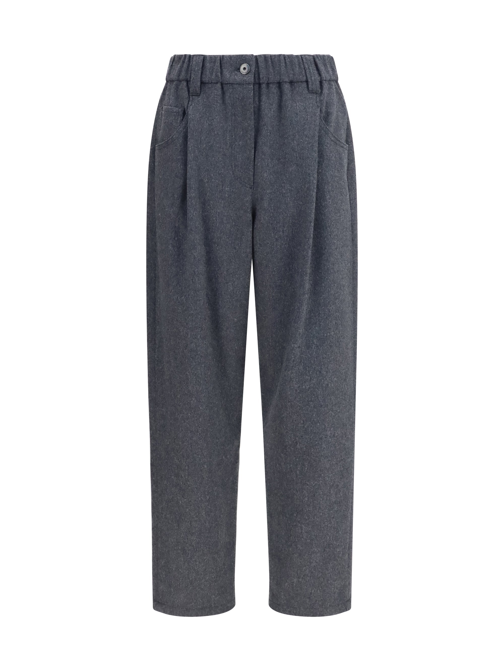 Brunello Cucinelli Stretch Wool Trousers — Gray