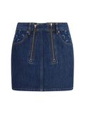 Marine Serre Double-Zip Organic Cotton Mini Skirt — Navy