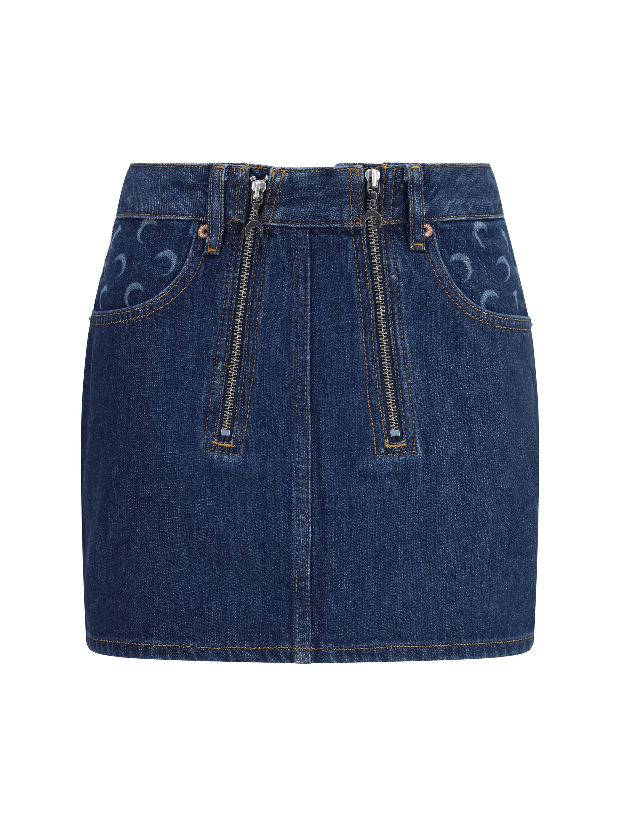 Marine Serre Double-Zip Organic Cotton Mini Skirt — Navy