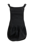 Magda Butrym Off-Shoulder Puff Skirt Mini Dress — Black