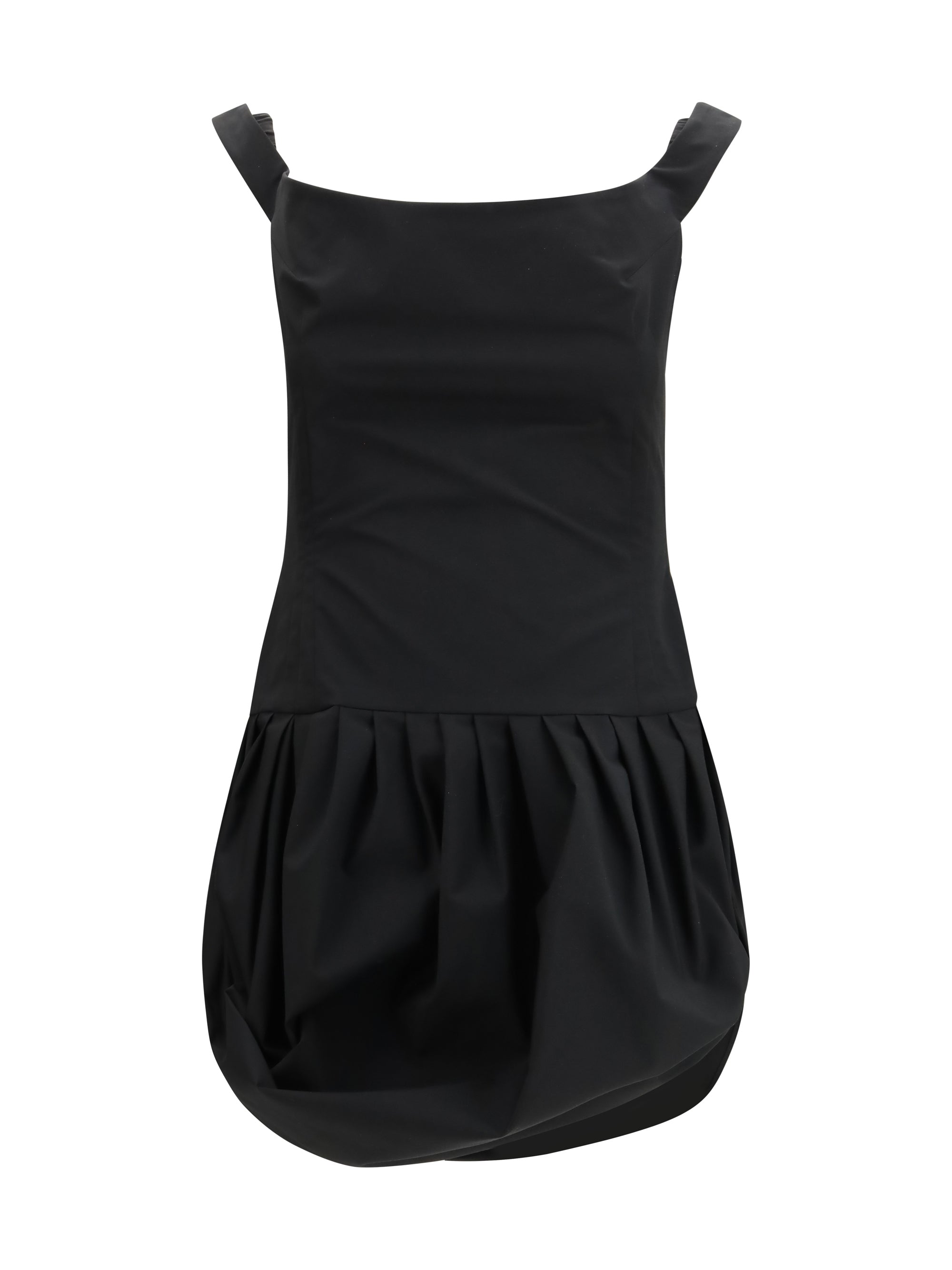 Magda Butrym Off-Shoulder Puff Skirt Mini Dress — Black