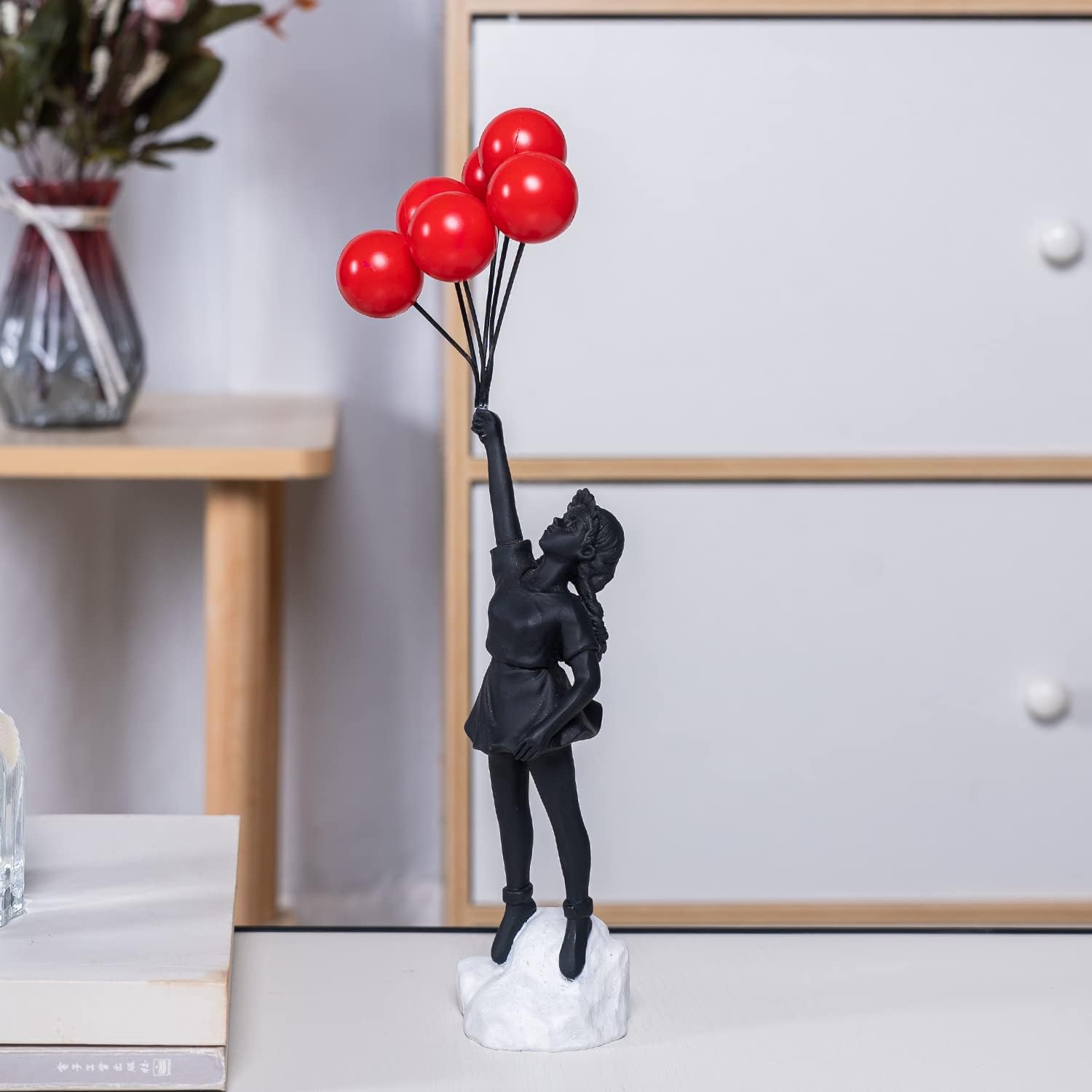 ArtZ® Fly Away Balloon Girl Sculpture - Black