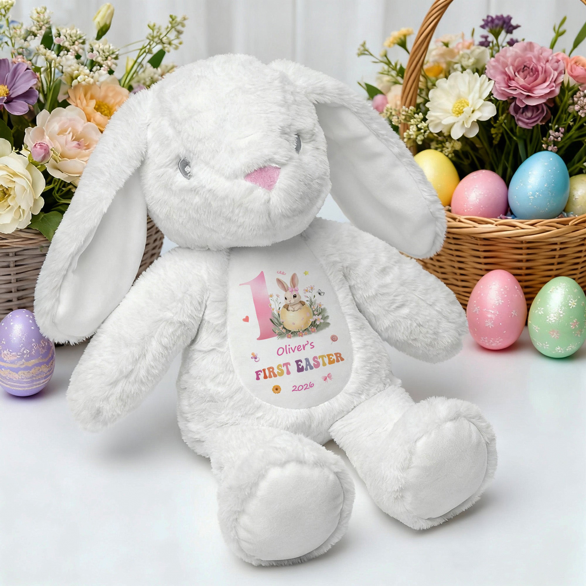 Huevos de Pascua personalizados Peter Rabbit Peluche de peluche con nombre y año Primer regalo de Pascua para niños