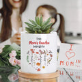 Maceta Personalizada Este Jardín de Mamá Pertenece a 1-12 Flores de Nacimiento con Nombres y Base de Bambú Regalo de Cumpleaños para el Día de la Madre Abuela