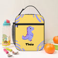 Bolsa de almuerzo personalizada con nombre de dinosaurio y bolsillo de malla Regalo de cumpleaños de vuelta al cole para niños y niñas