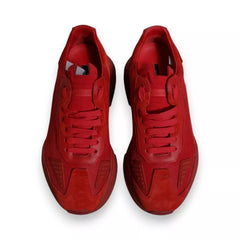 Men's Red Leather Daymaster Low Top Sneakers Shoes