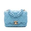 Mini Quilted Lambskin Lacquered Chain Flap