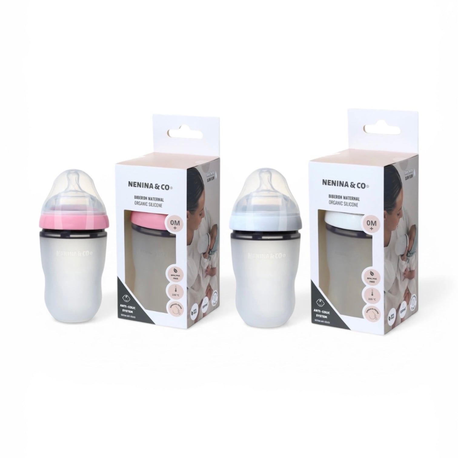 Pack 2 Biberones de Silicona Orgánica Nenina & Co - Flujo regulable