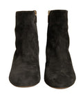 Women's Black Embellished Heel Ankle Boots Shoes Calf Leather