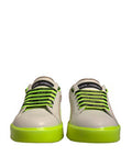 Women's White Yellow Portofino Leather Sneakers Shoes Calfskin