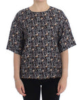 Women's Gray Gold Key Print Silk Blouse T-Shirt