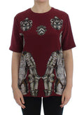 Women's Red Knight Print Silk Blouse T-Shirt
