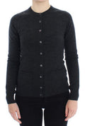 Women's Wool Button Cardigan Gray Goatskin Fur Shearling Clothing