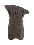 Magda Butrym Asymmetrical Petal Mini Dress — Brown