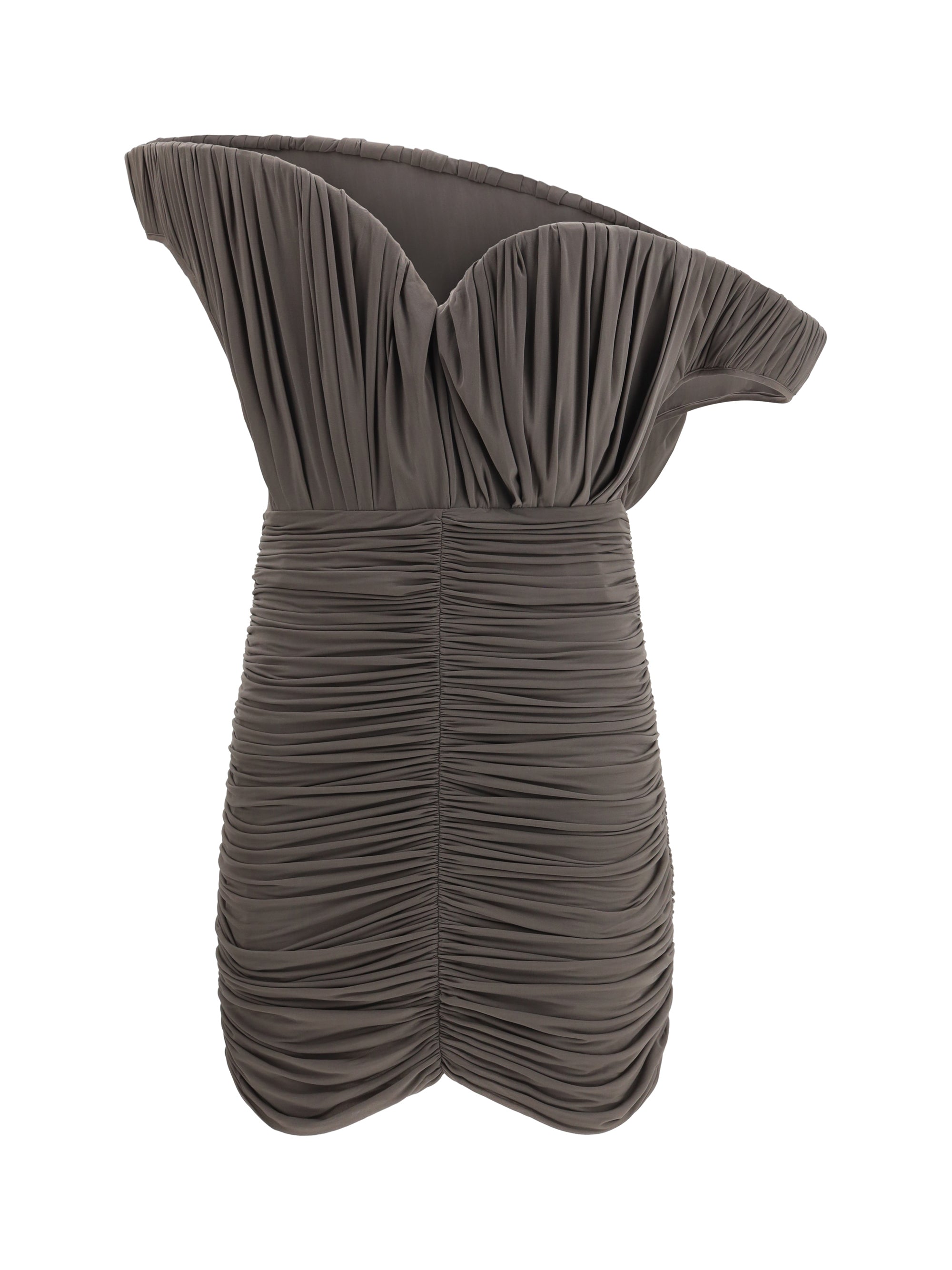Magda Butrym Asymmetrical Petal Mini Dress — Brown