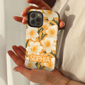 Funda Retro Personalizada de Flor de Nacimiento para iPhone con Nombre Cumpleaños Día de la Madre Regalo para Amigo Familia