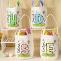 Conejito de Pascua personalizado Huevos de zanahoria Cesta de gran capacidad con nombre e inicial Huevos de Pascua de caza Fiesta de Regalos para Niños Niñas