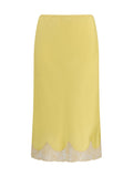 Saint Laurent Satin with Lace Inserts Skirt — Yellow