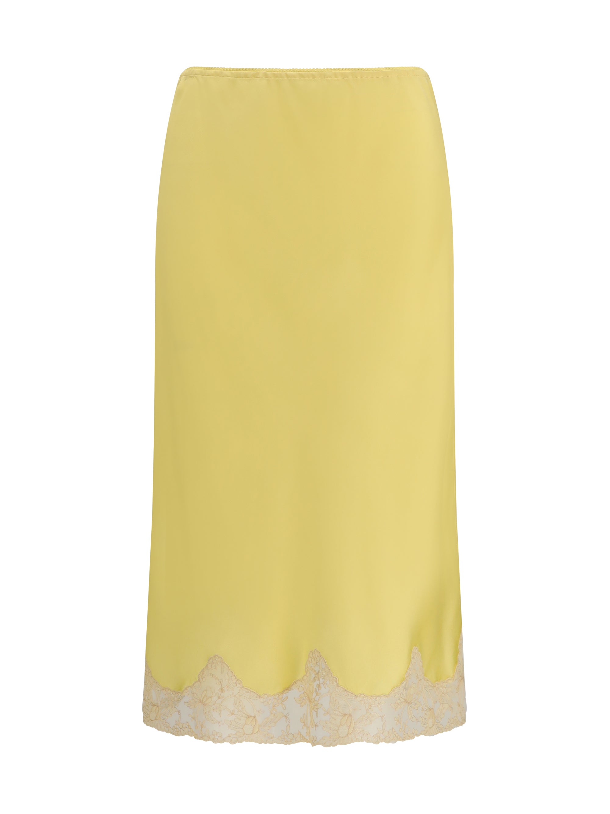 Saint Laurent Satin with Lace Inserts Skirt — Yellow