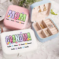 Caja de joyería de cuero de múltiples compartimentos con 1-12 nombres Cumpleaños Día de la Madre Regalo para Mamá Abuela