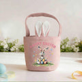 Personalizado Feliz Pascua Conejito Orejas Nombre Pascua Cesta con con Texto y Cola Pascua Fiesta Regalo para Niños Niñas