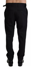 Men's Virgin Wool Stretch Trousers Black Spandex