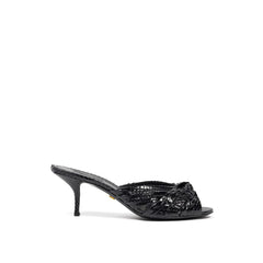 Women's Black Snake Skin Platform Sandals