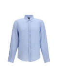 Hugo Boss Black Regular-Fit Linen Shirt — Blue