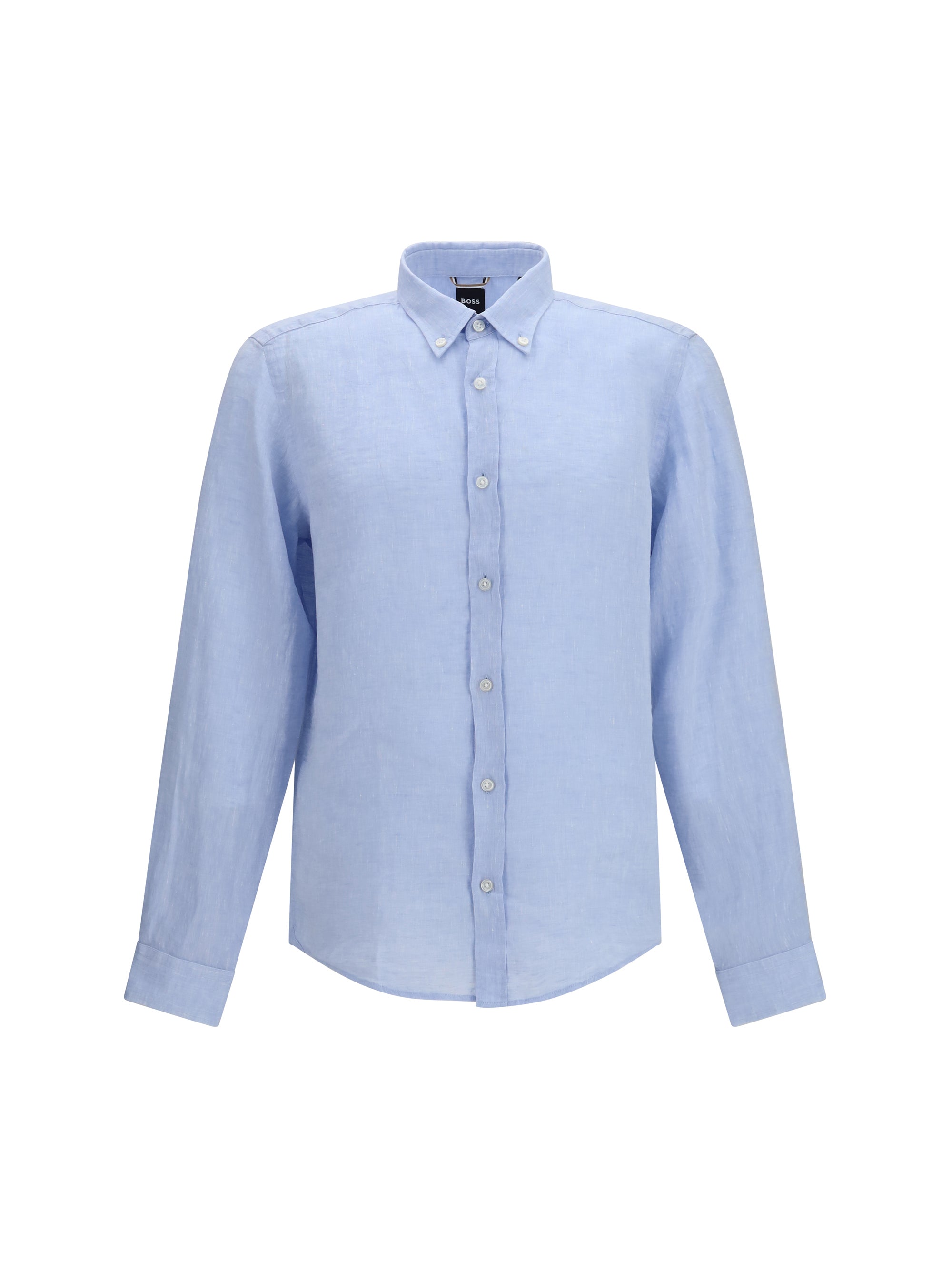 Hugo Boss Black Regular-Fit Linen Shirt — Blue