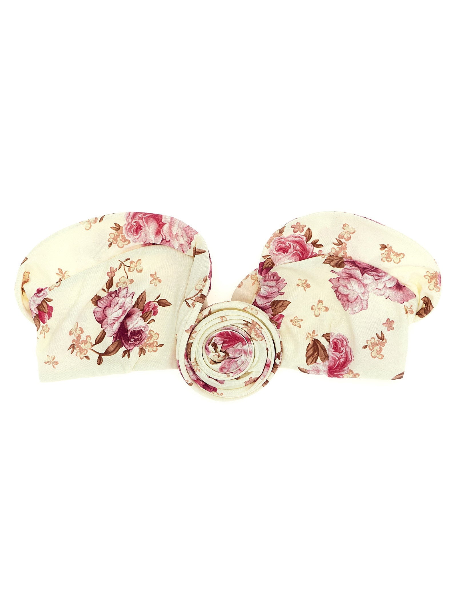 Magda Butrym Floral Print Bikini Top — Cream