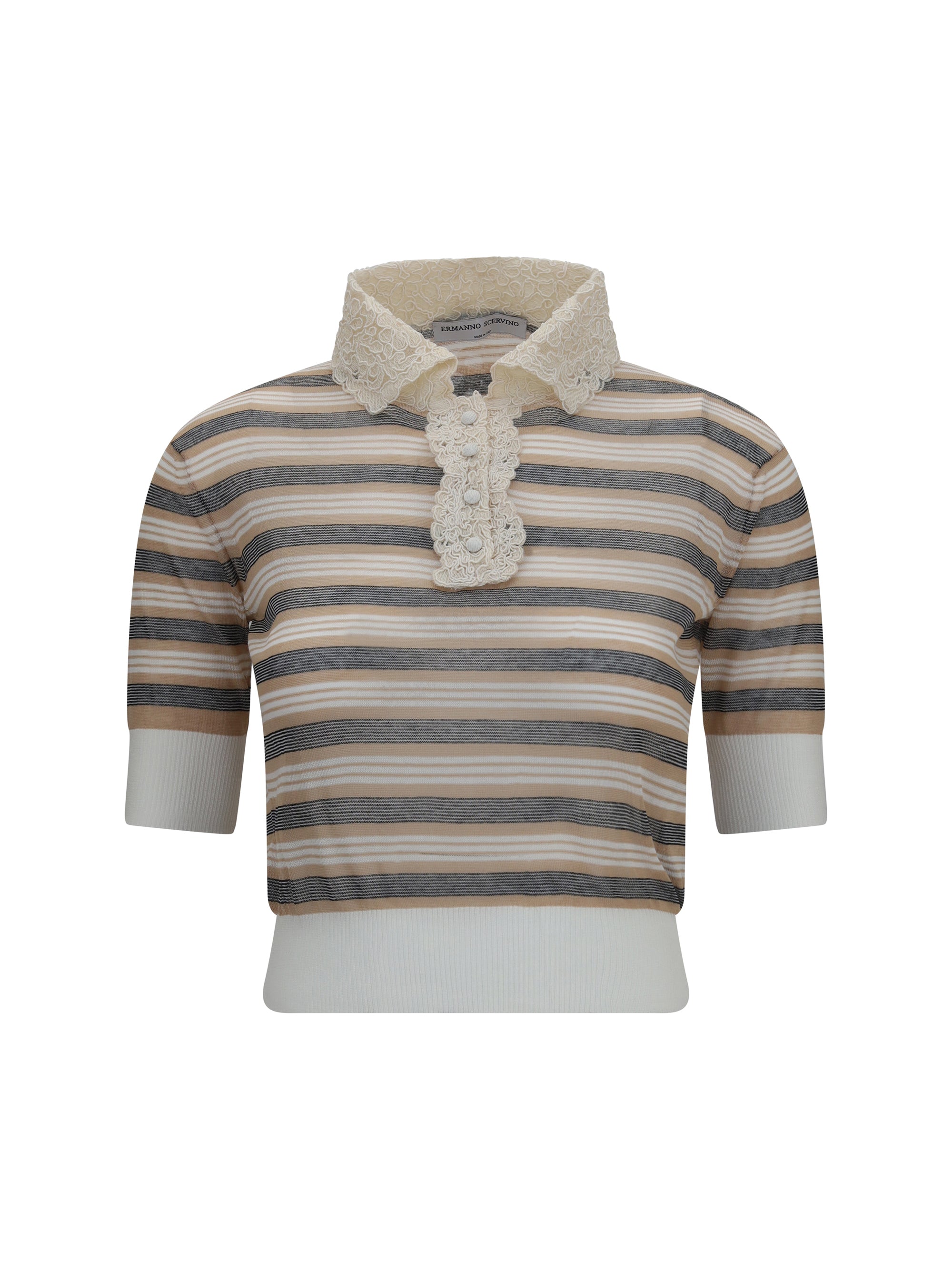 Ermanno Scervino Striped Cotton Polo Sweater — Multicolor