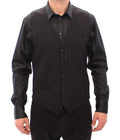 Men's Black Striped Wool Logo Vest Viscose Clothing