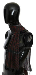 Men's Black Red Viscose Foulard Branded Scarf And