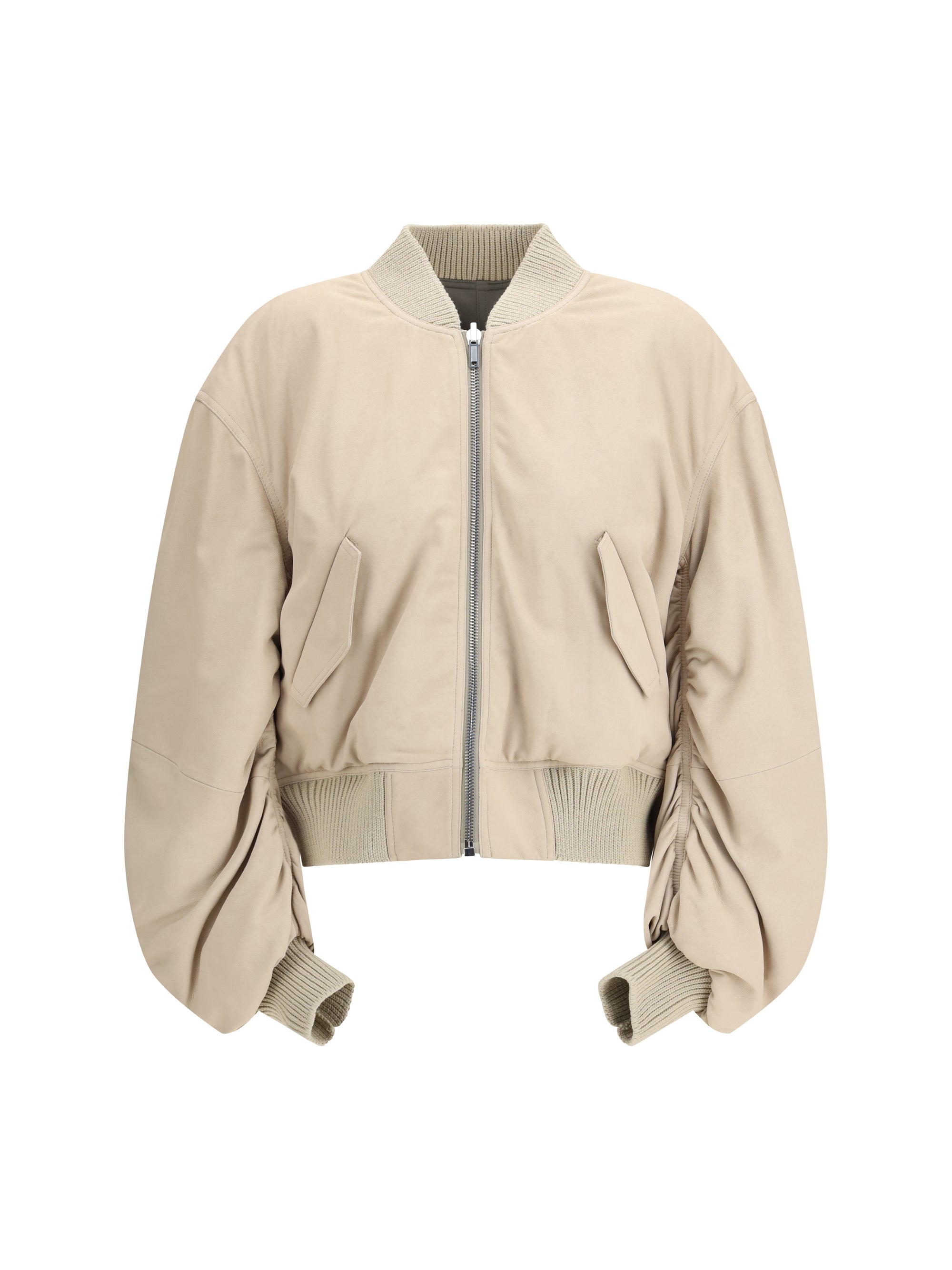 Rick Owens Secchia Flight Bomber Jacket — Beige