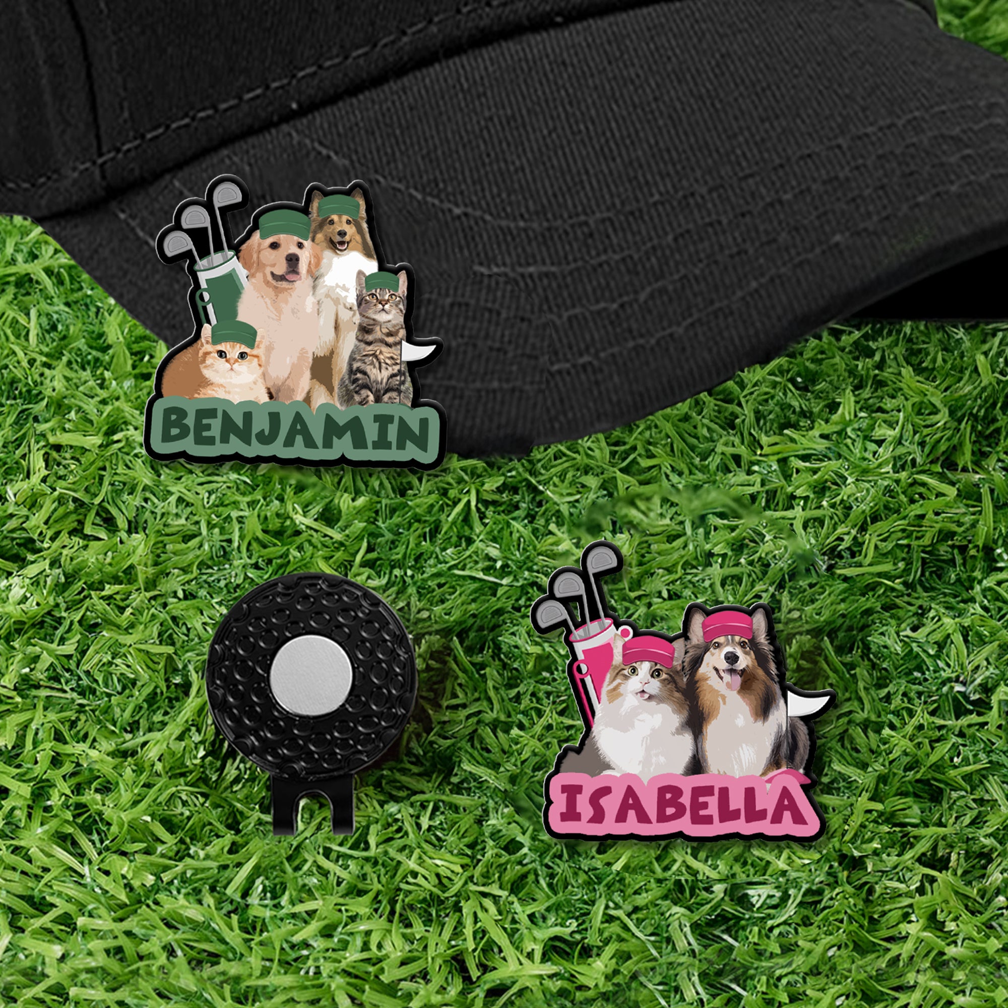 Set de Golf Personalizado con Foto de Mascota Marcador de Pelota de Golf Clip Magnético para Sombrero con Nombre Cumpleaños Aniversario Día de Juego Regalo para Jugador de Golf Amante de Mascotas