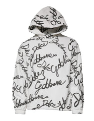 Men's White Logo Cotton Hooded Sweatshirt Sweater Polyester Clothing