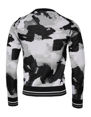 Men's Camouflage Silk Crew Neck Sweater Black