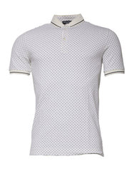 Men's Polka Dot Cotton Polo White