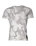 Men's White Gray Camouflage Cotton Crew Neck T-Shirt