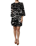 Women's Black White Zebra A-Line Sheath Mini Dress And Nylon Silk