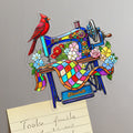 Personalizada Vidriera Estilo Arte Cardenal Máquina de Coser Acrílico Nevera Imán con Nombre Decoración para el Hogar Regalo conmemorativo para las mujeres